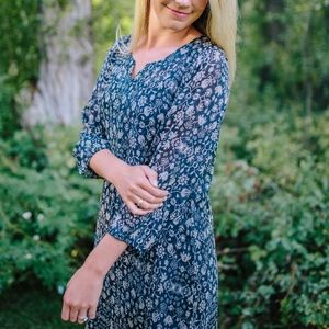 Garnet Hill Bishop-Sleeve Silk Dress